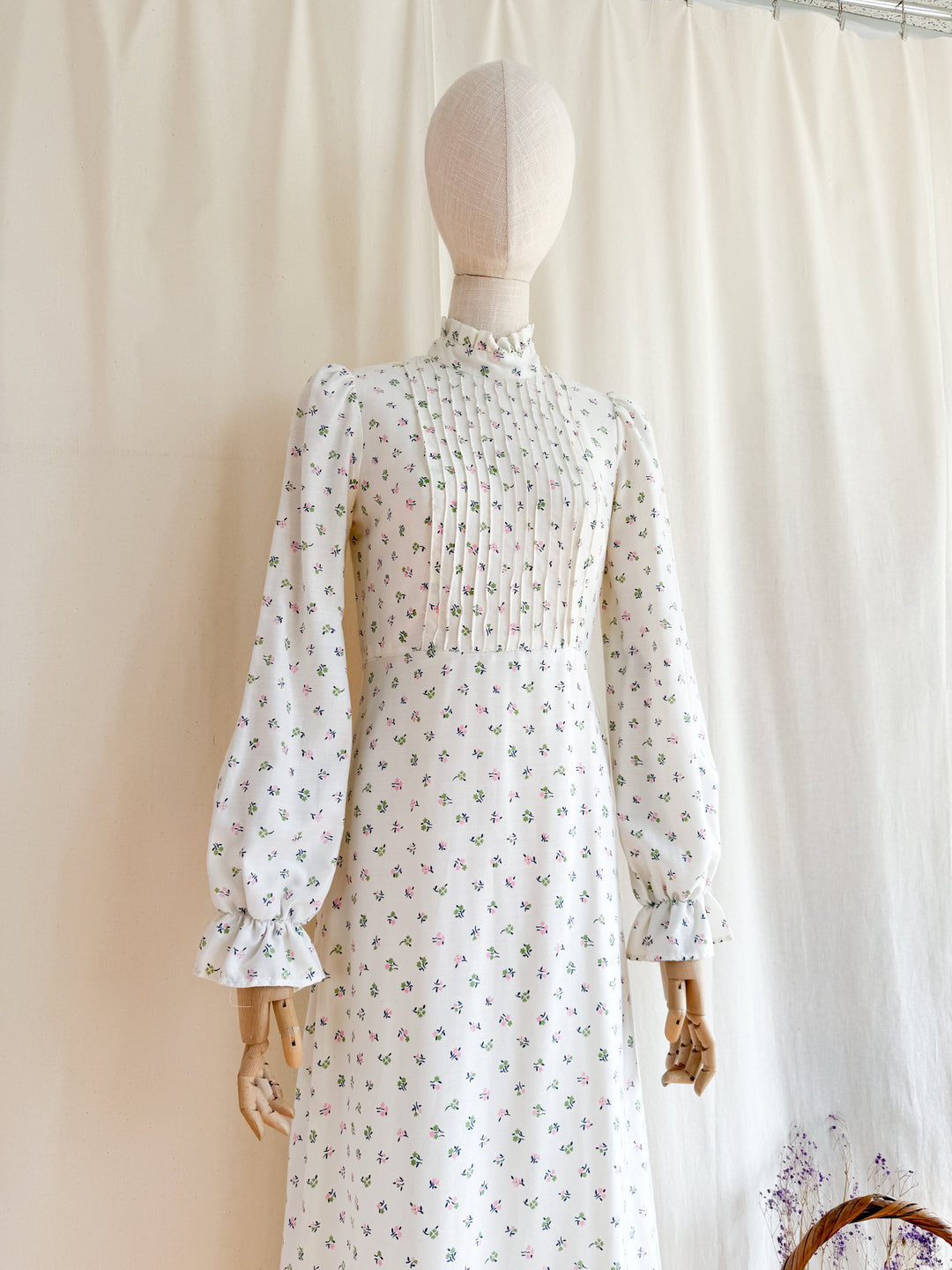Gorgeous 70s Soft Cotton Floral Victoriana Maxi Dress by Zanie