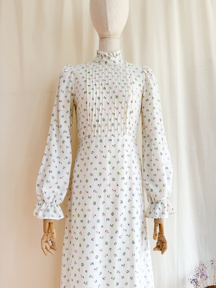 Gorgeous 70s Soft Cotton Floral Victoriana Maxi Dress by Zanie