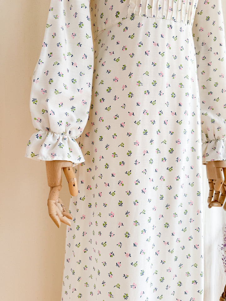 Gorgeous 70s Soft Cotton Floral Victoriana Maxi Dress by Zanie