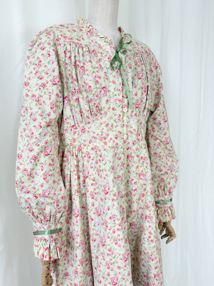 Sweet Rare Shabby Chic 1970s Cotton Midi Dress