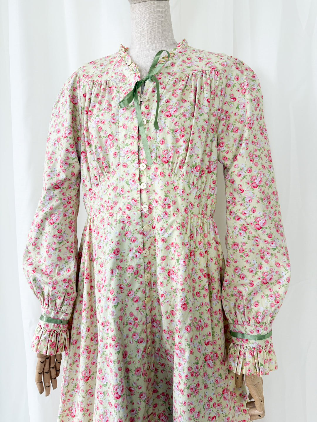 Sweet Rare Shabby Chic 1970s Cotton Midi Dress