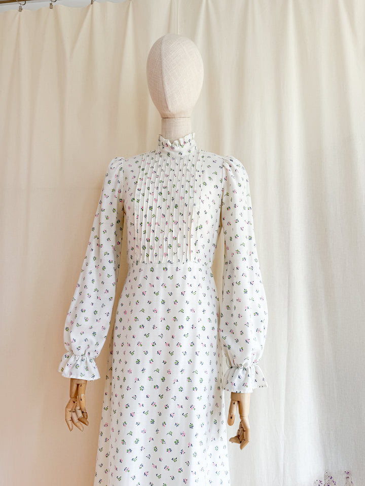 Gorgeous 70s Soft Cotton Floral Victoriana Maxi Dress by Zanie