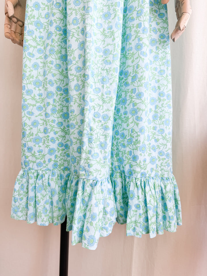 Stunning 70s Cotton Button Through Victoriana Midaxi Dress by Wallis