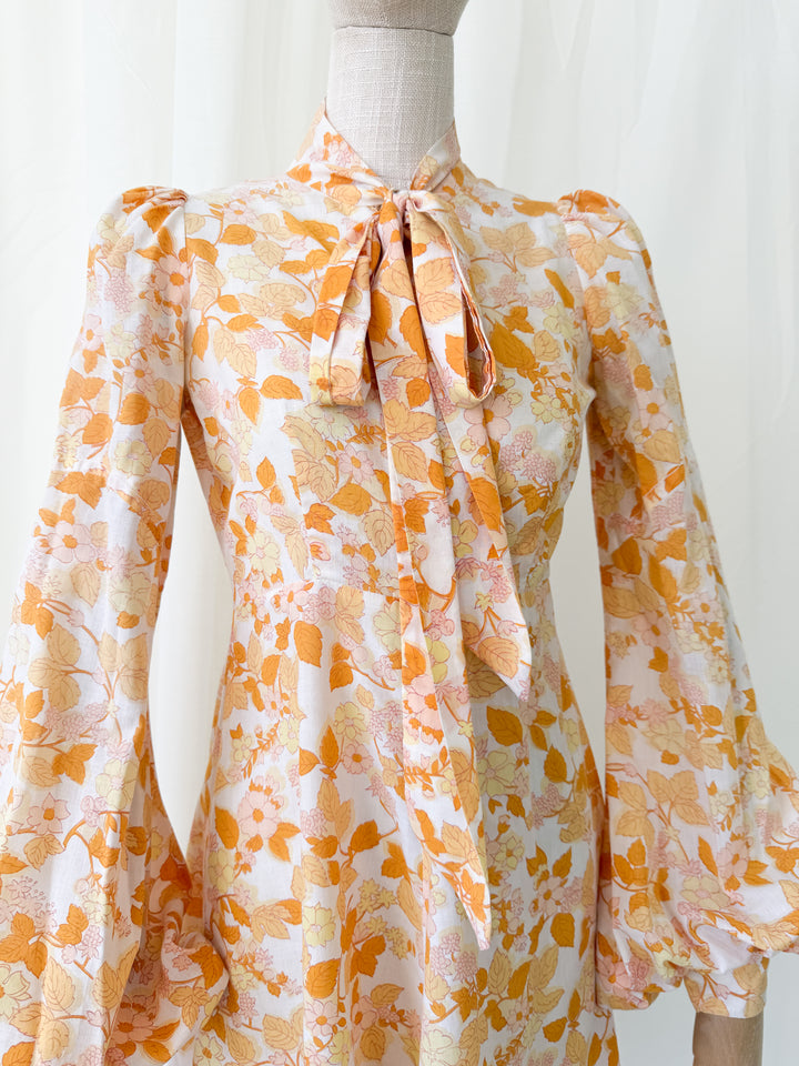 Incredible Precious 1960s Ann Reeves Bishop Sleeve Cotton Mini Dress