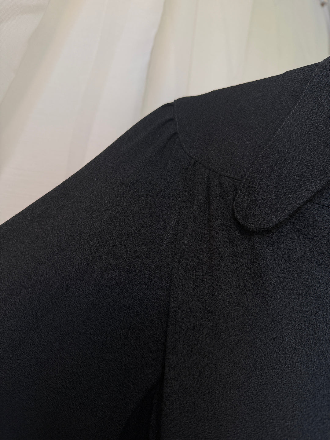 HOLY GRAIL OSSIE CLARK (UNLABELLED) MOSS CREPE BLACK MAXI DRESS
