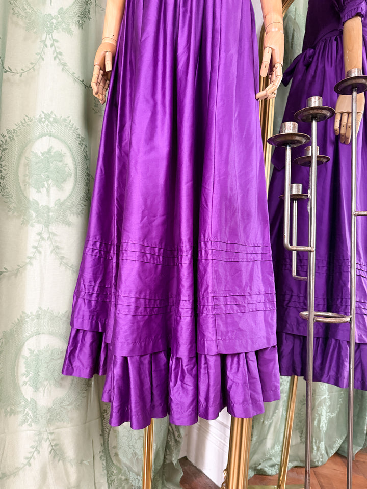 AMETHYST ~ HOLY GRAIL RARE LATE 1970S LAURA ASHLEY PURPLE COTTON SATEEN REGENCY MAXI DRESS