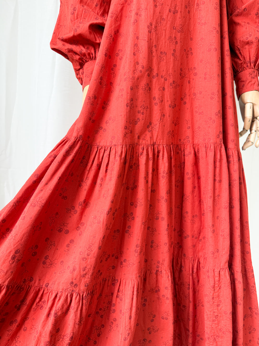 Precious Holy Grail Rare 1970s Dove Clothing Company Red Cotton Maxi Dress