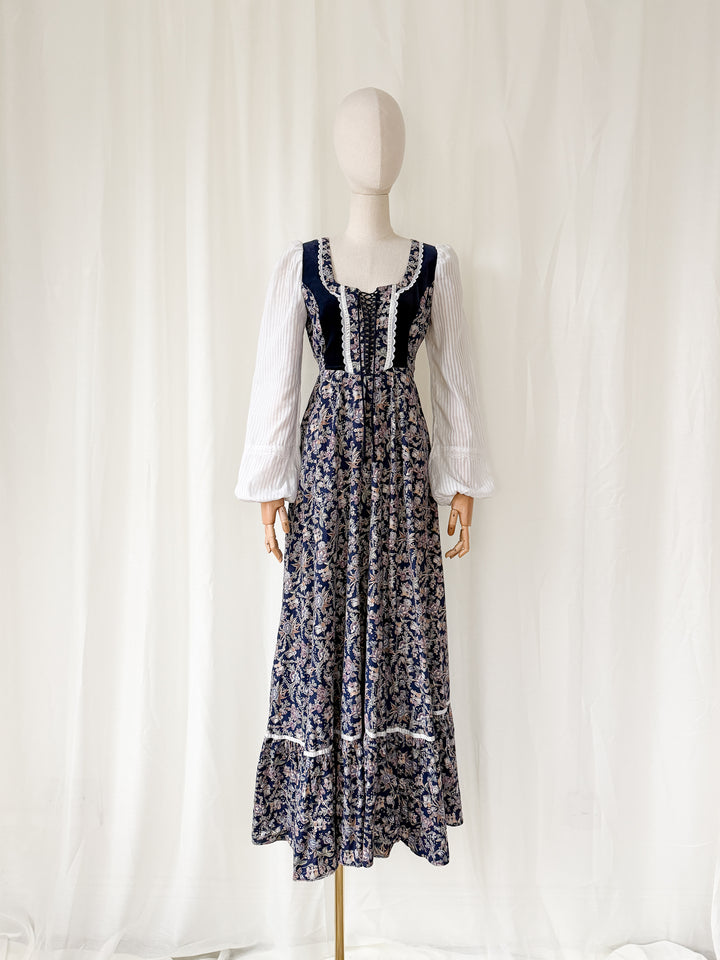 Divine Holy Grail Rare 70s Gunne Sax Child Print Cotton Maxi Dress