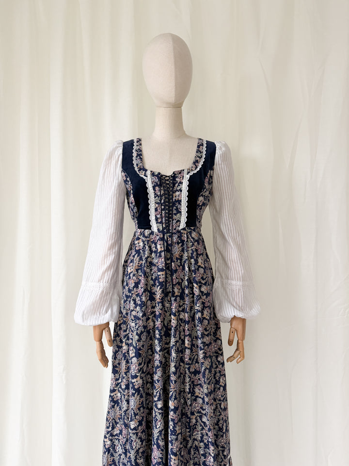 Divine Holy Grail Rare 70s Gunne Sax Child Print Cotton Maxi Dress