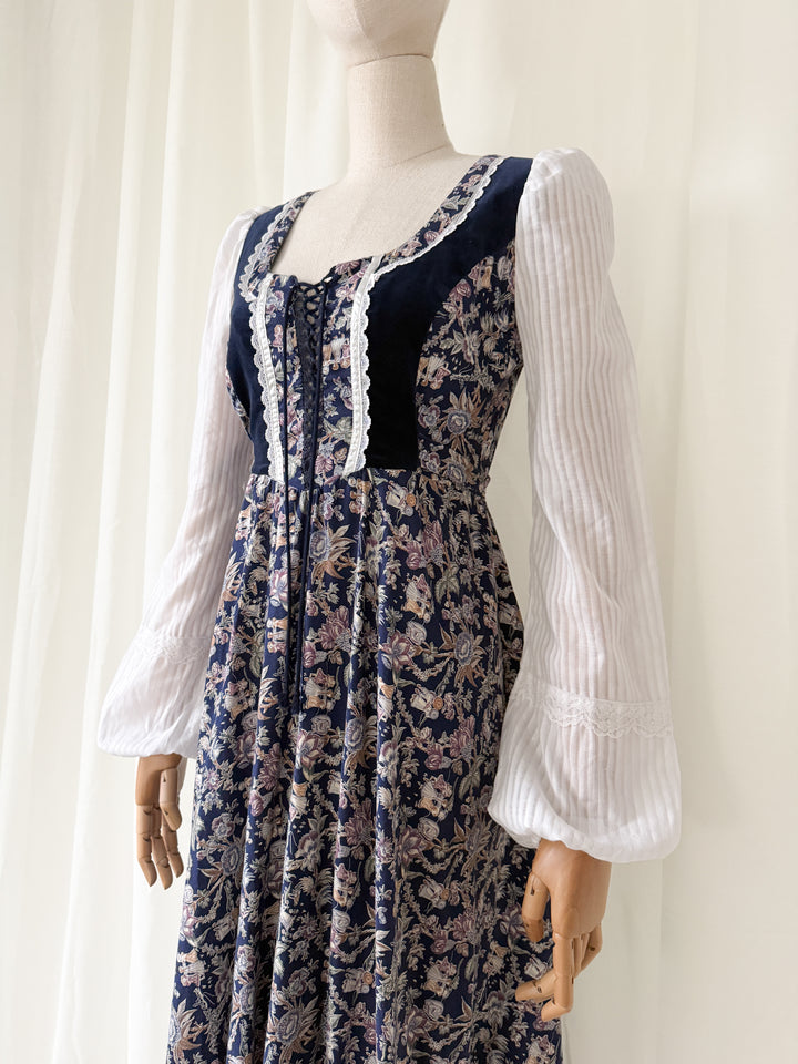Divine Holy Grail Rare 70s Gunne Sax Child Print Cotton Maxi Dress