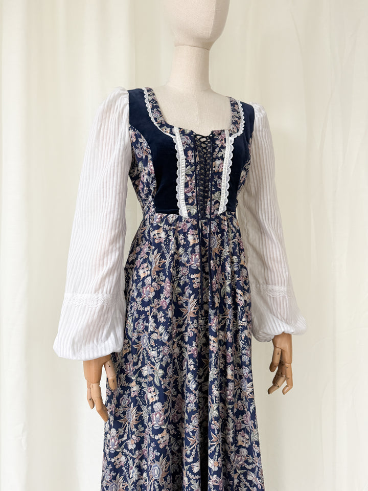 Divine Holy Grail Rare 70s Gunne Sax Child Print Cotton Maxi Dress