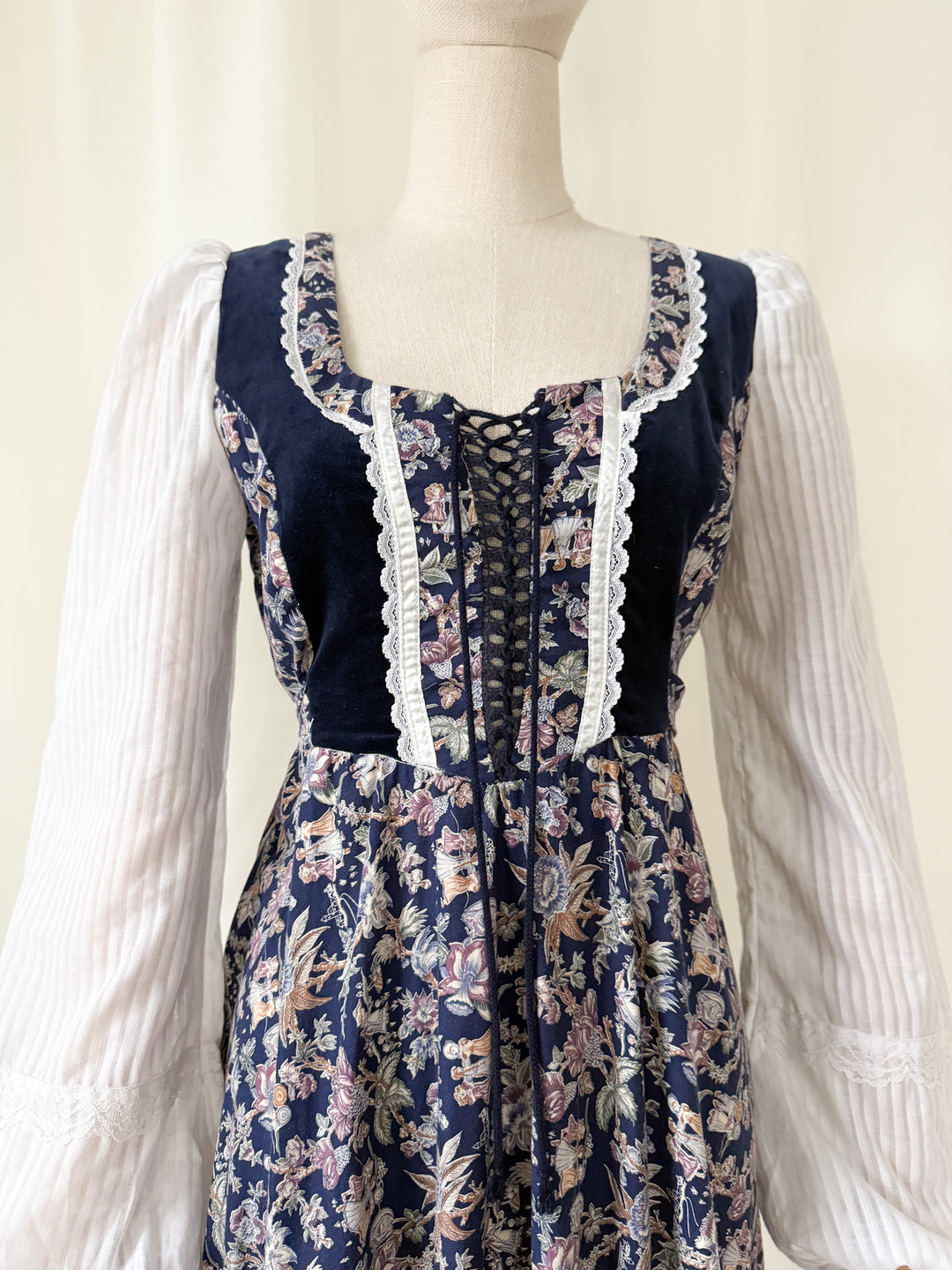 Divine Holy Grail Rare 70s Gunne Sax Child Print Cotton Maxi Dress