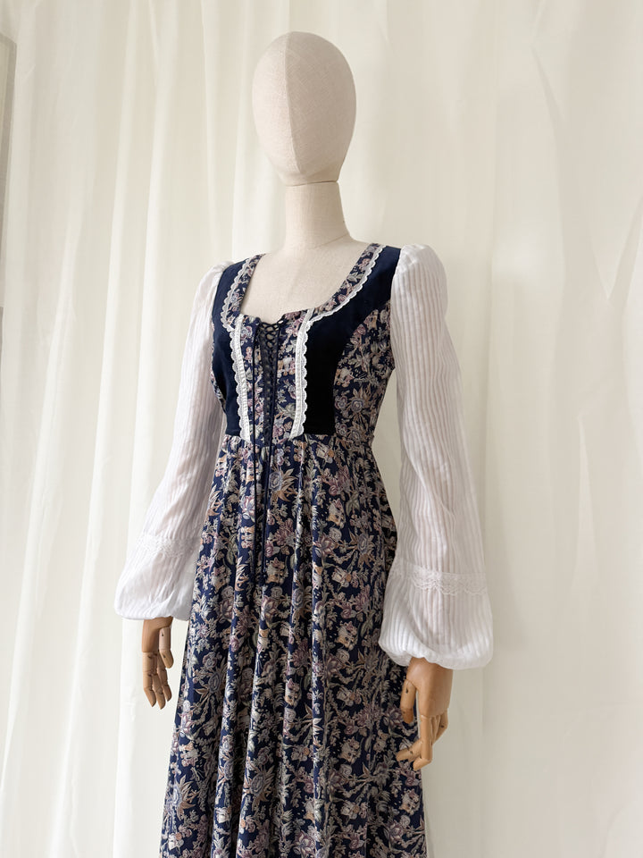 Divine Holy Grail Rare 70s Gunne Sax Child Print Cotton Maxi Dress