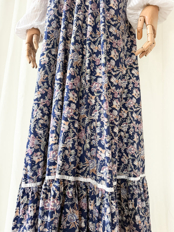 Divine Holy Grail Rare 70s Gunne Sax Child Print Cotton Maxi Dress