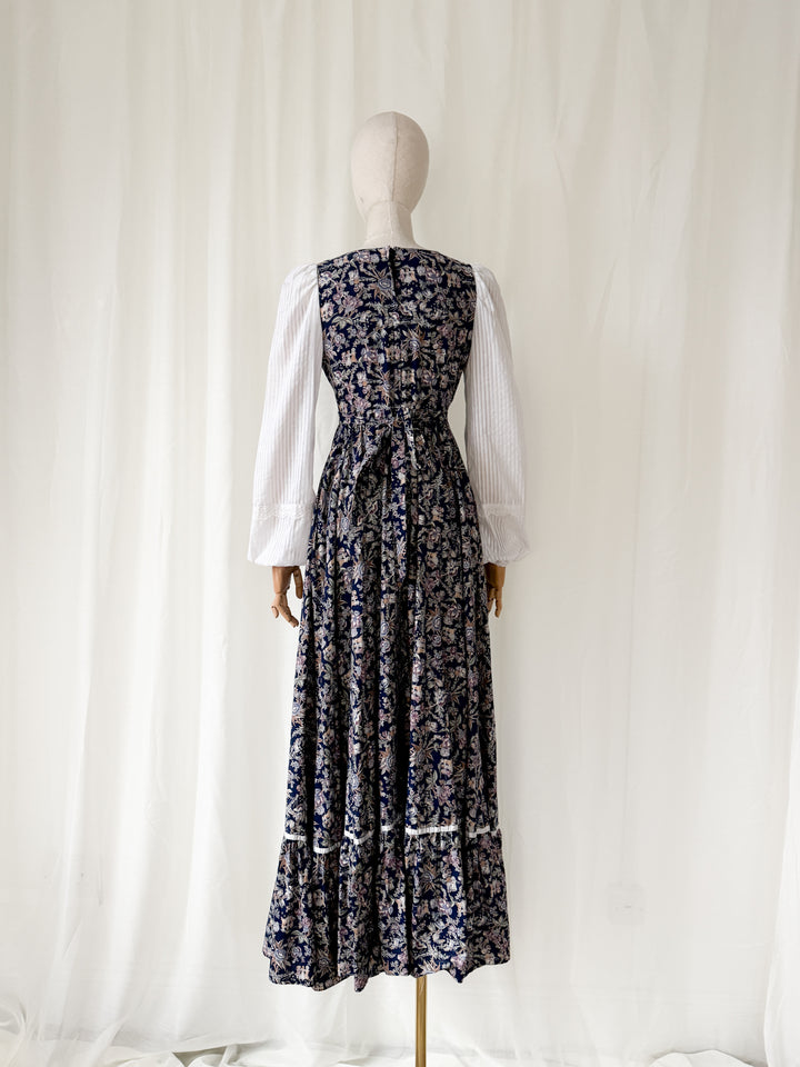 Divine Holy Grail Rare 70s Gunne Sax Child Print Cotton Maxi Dress