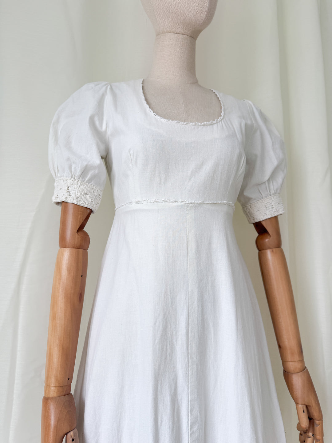 Stunning Rare Natural Raw Cotton 1970s Bohemian Maxi Dress by Louis Caring