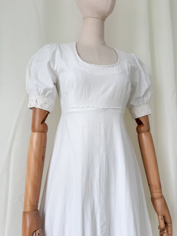 Stunning Rare Natural Raw Cotton 1970s Bohemian Maxi Dress by Louis Caring