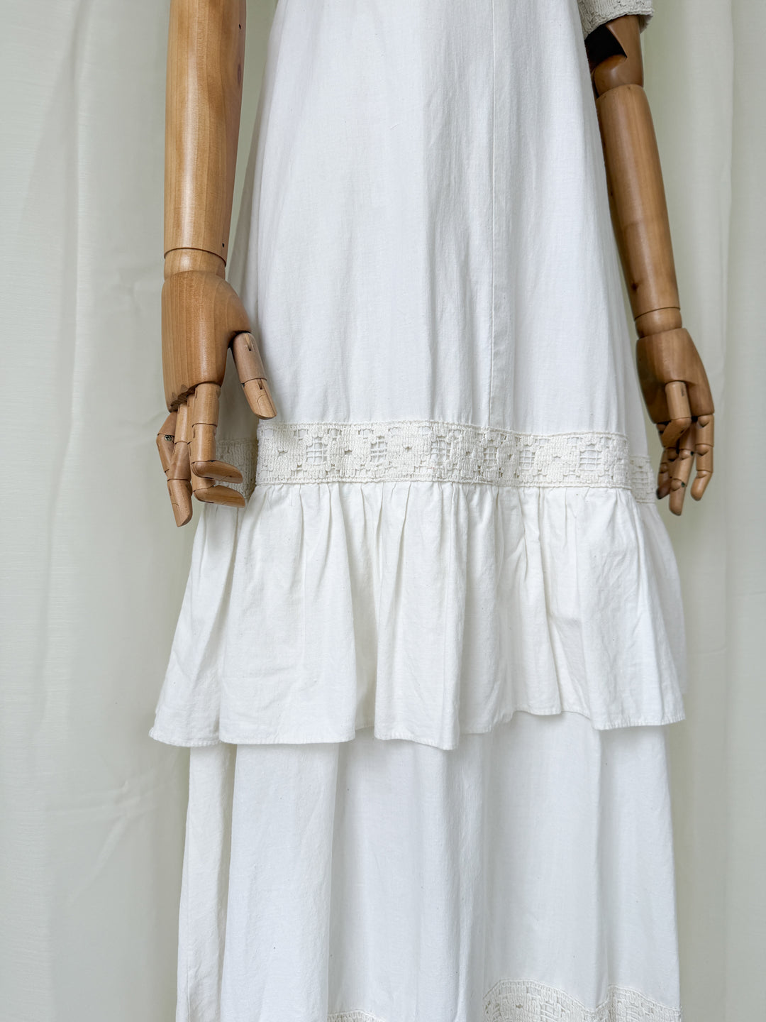 Stunning Rare Natural Raw Cotton 1970s Bohemian Maxi Dress by Louis Caring