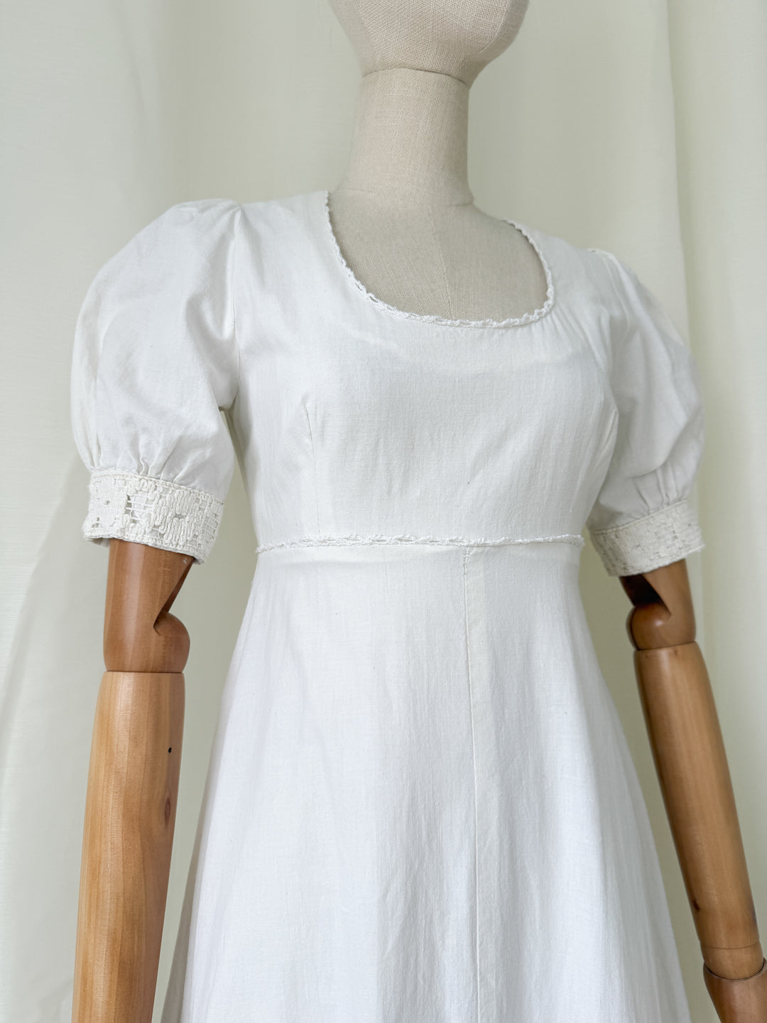 Stunning Rare Natural Raw Cotton 1970s Bohemian Maxi Dress by Louis Caring
