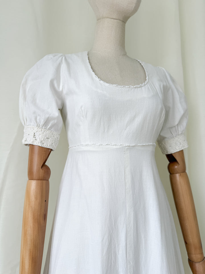 Stunning Rare Natural Raw Cotton 1970s Bohemian Maxi Dress by Louis Caring