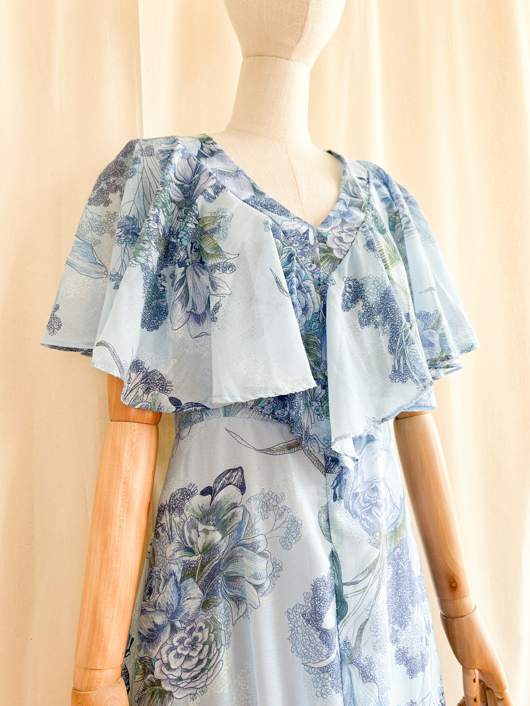 The Blue Rose ~ dreamy romantic blue rose print floral cotton prairie maxi dress