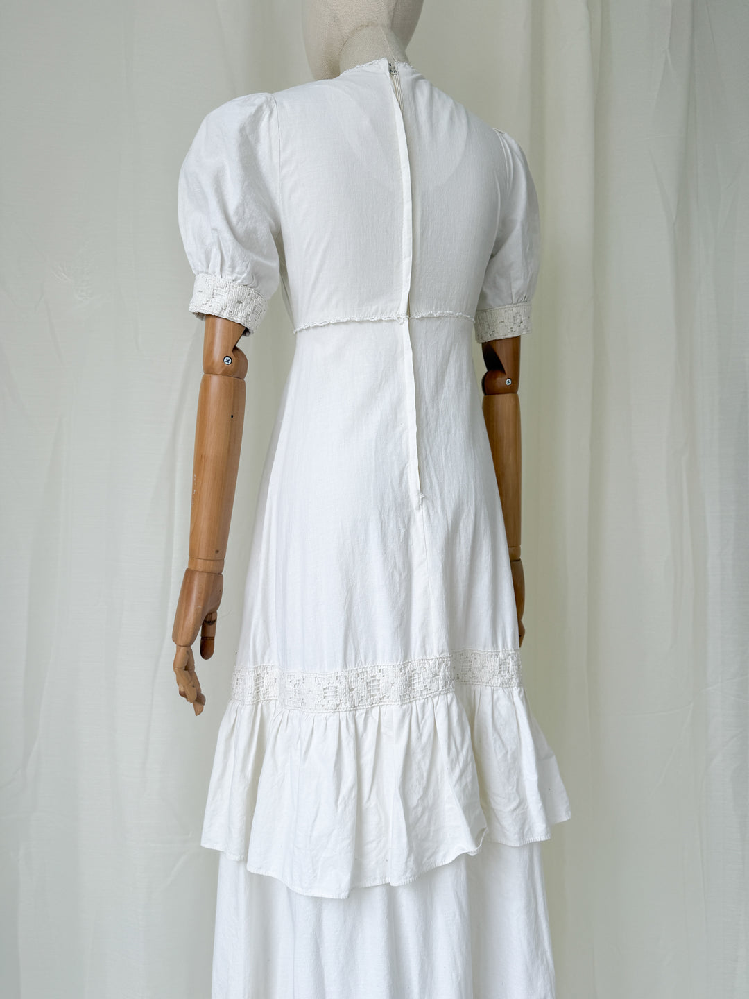 Stunning Rare Natural Raw Cotton 1970s Bohemian Maxi Dress by Louis Caring