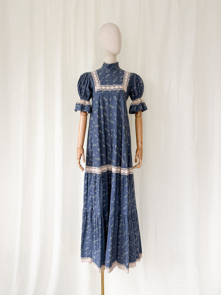 Breathtaking Rare Precious Laura Ashley Made in Wales 70s Maxi Dress
