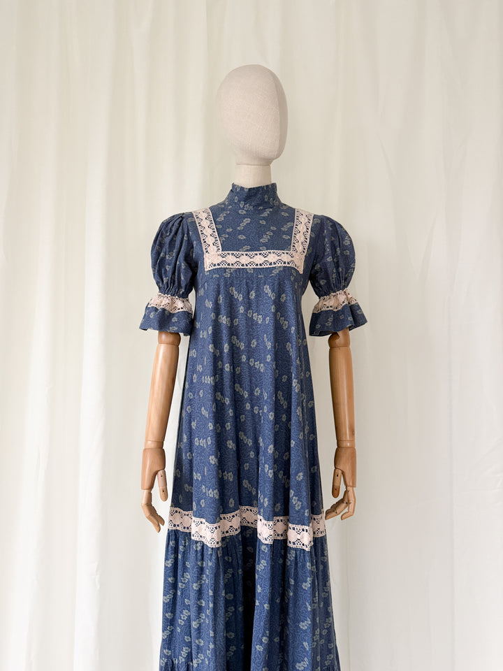 Breathtaking Rare Precious Laura Ashley Made in Wales 70s Maxi Dress