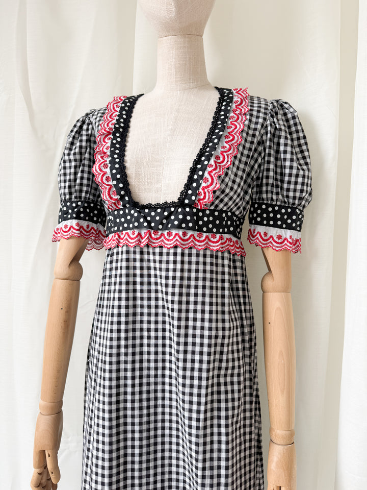 Precious Rare 1970s Jean Varon Cotton Gingham Maxi Dress