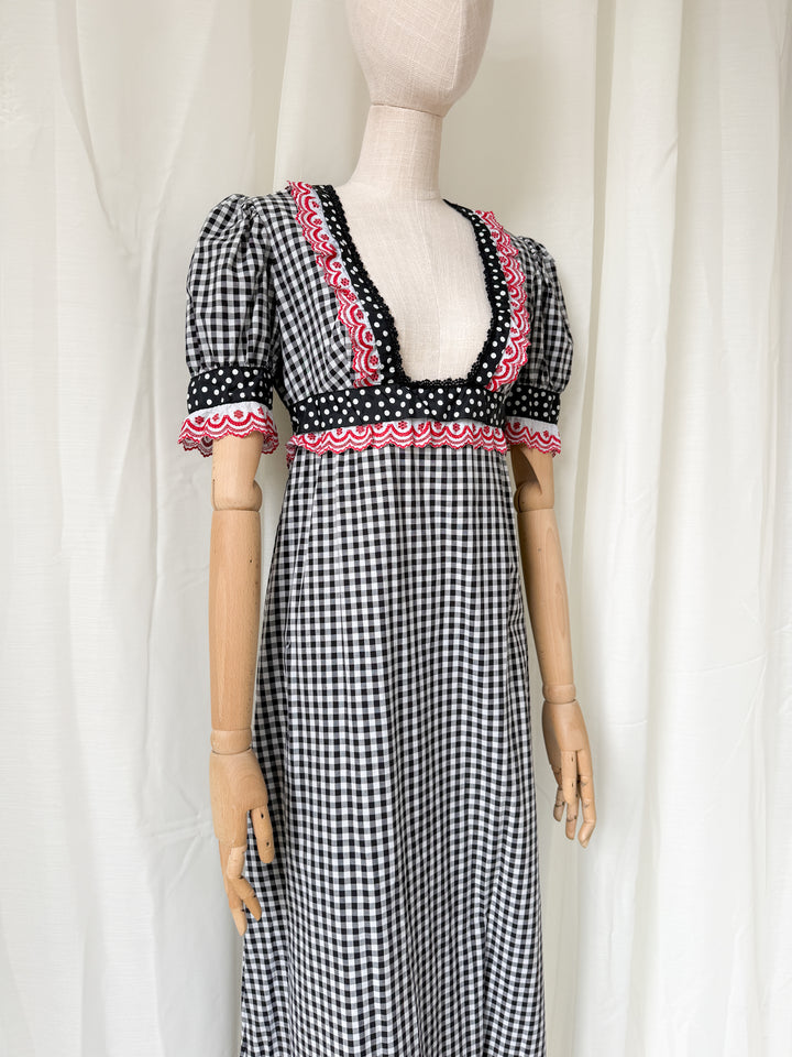 Precious Rare 1970s Jean Varon Cotton Gingham Maxi Dress
