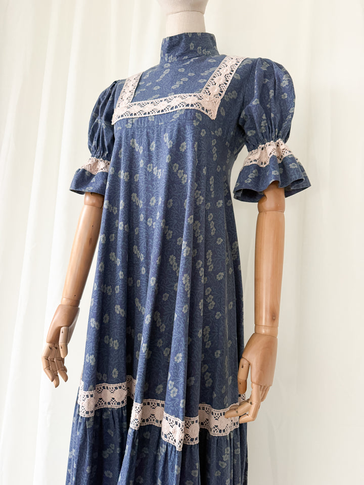 Breathtaking Rare Precious Laura Ashley Made in Wales 70s Maxi Dress