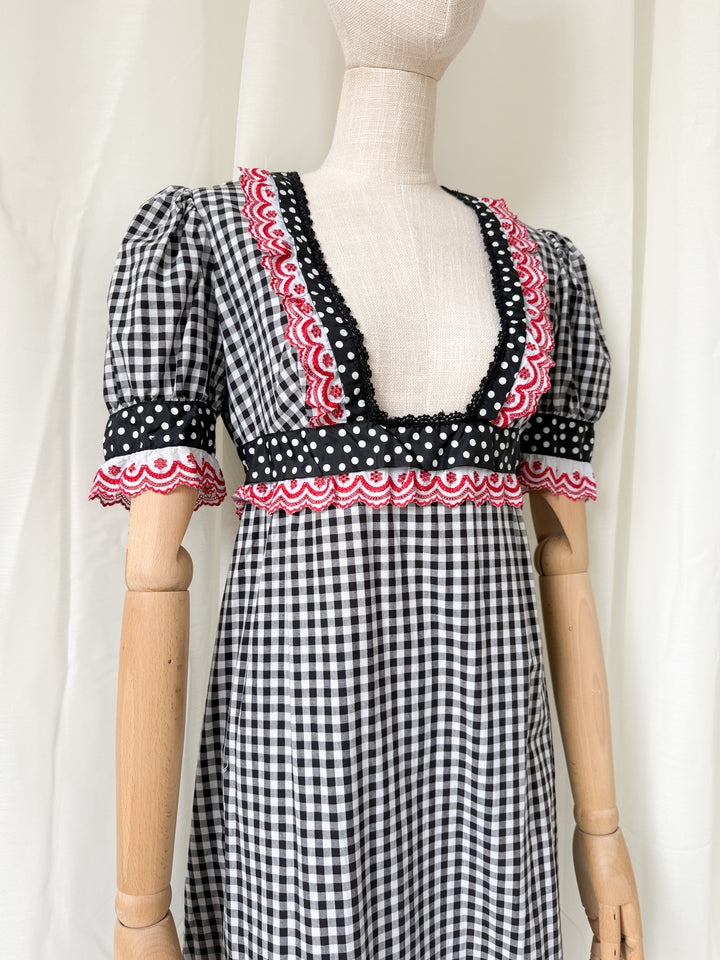 Precious Rare 1970s Jean Varon Cotton Gingham Maxi Dress