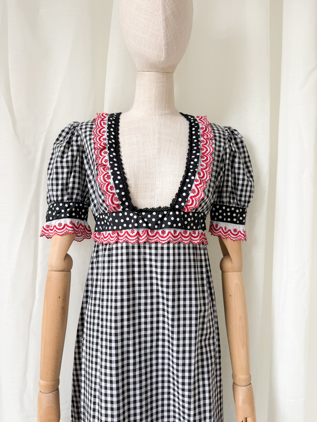 Precious Rare 1970s Jean Varon Cotton Gingham Maxi Dress