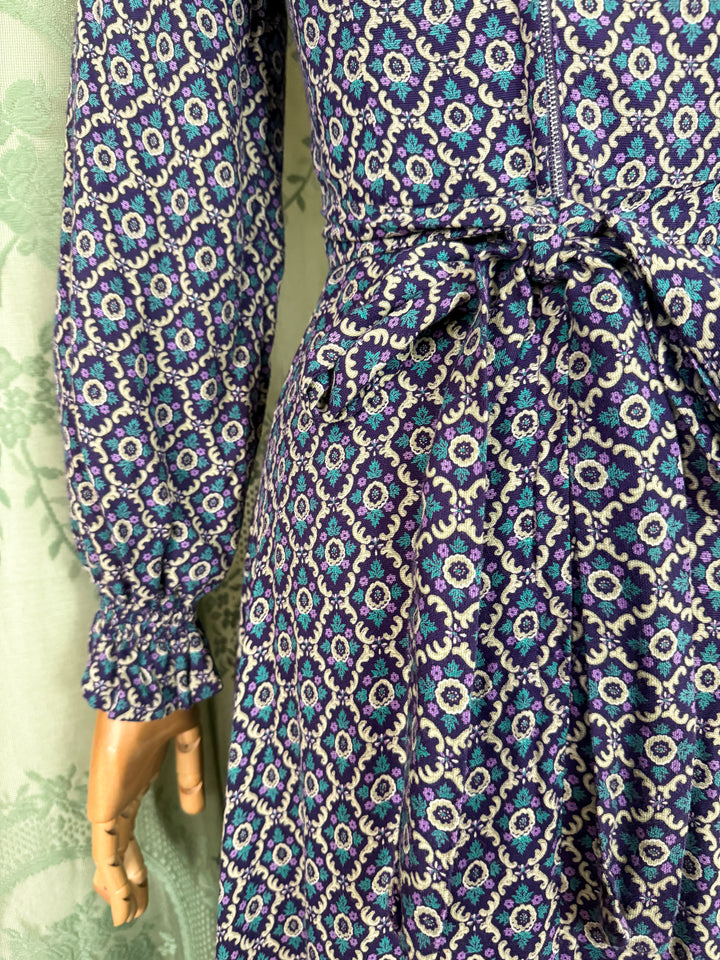 ROSALIND ~ DIVINE 1970S WOOL BLEND WITCHY FLORAL MAXI DRESS
