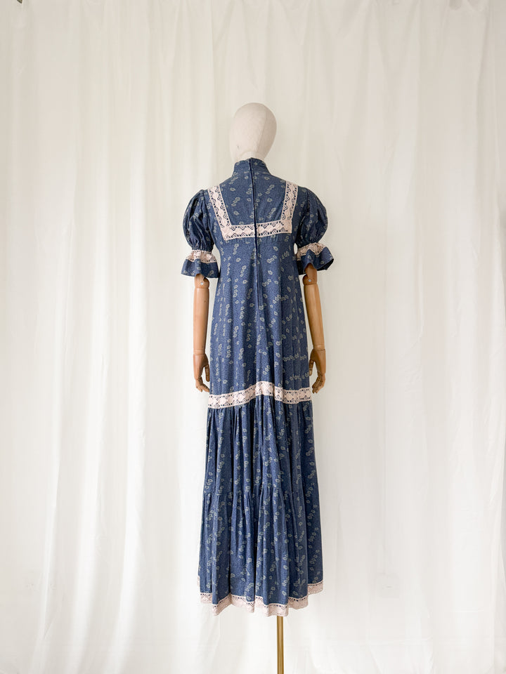 Breathtaking Rare Precious Laura Ashley Made in Wales 70s Maxi Dress
