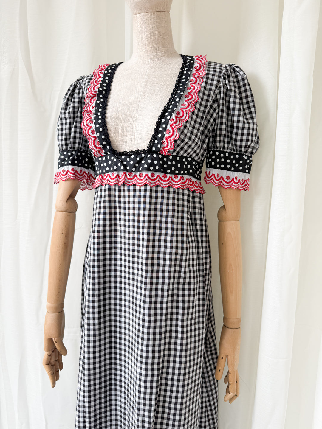 Precious Rare 1970s Jean Varon Cotton Gingham Maxi Dress