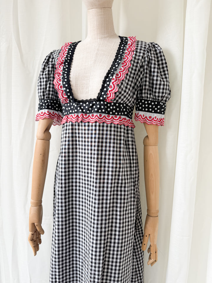 Precious Rare 1970s Jean Varon Cotton Gingham Maxi Dress