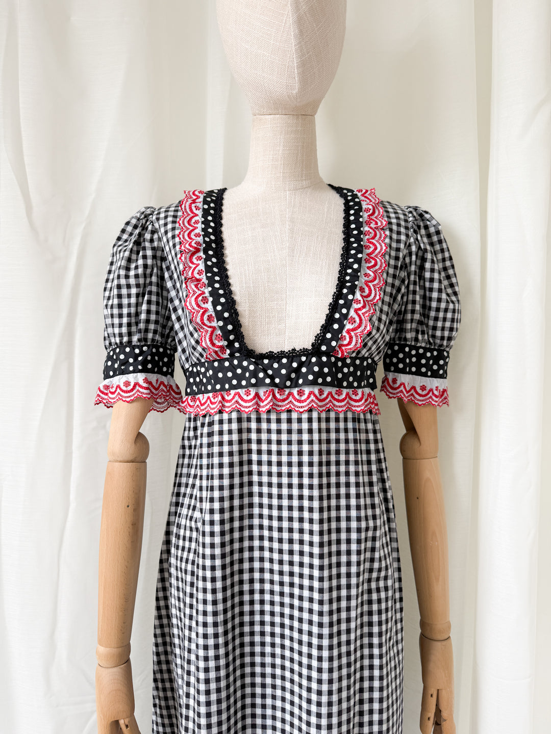 Precious Rare 1970s Jean Varon Cotton Gingham Maxi Dress
