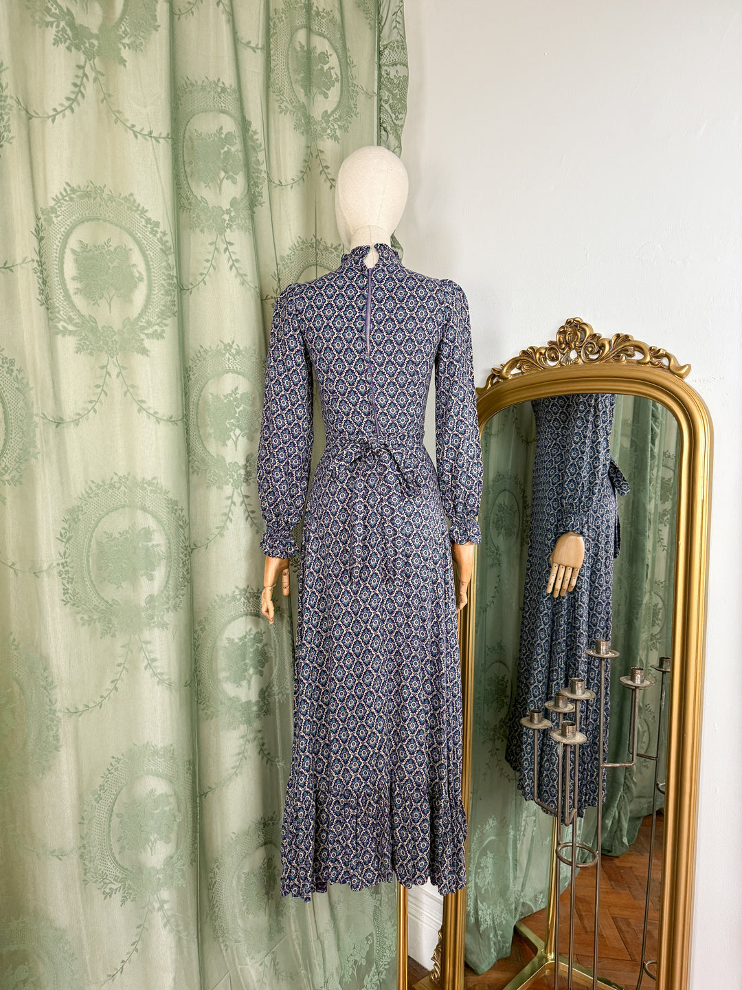 ROSALIND ~ DIVINE 1970S WOOL BLEND WITCHY FLORAL MAXI DRESS
