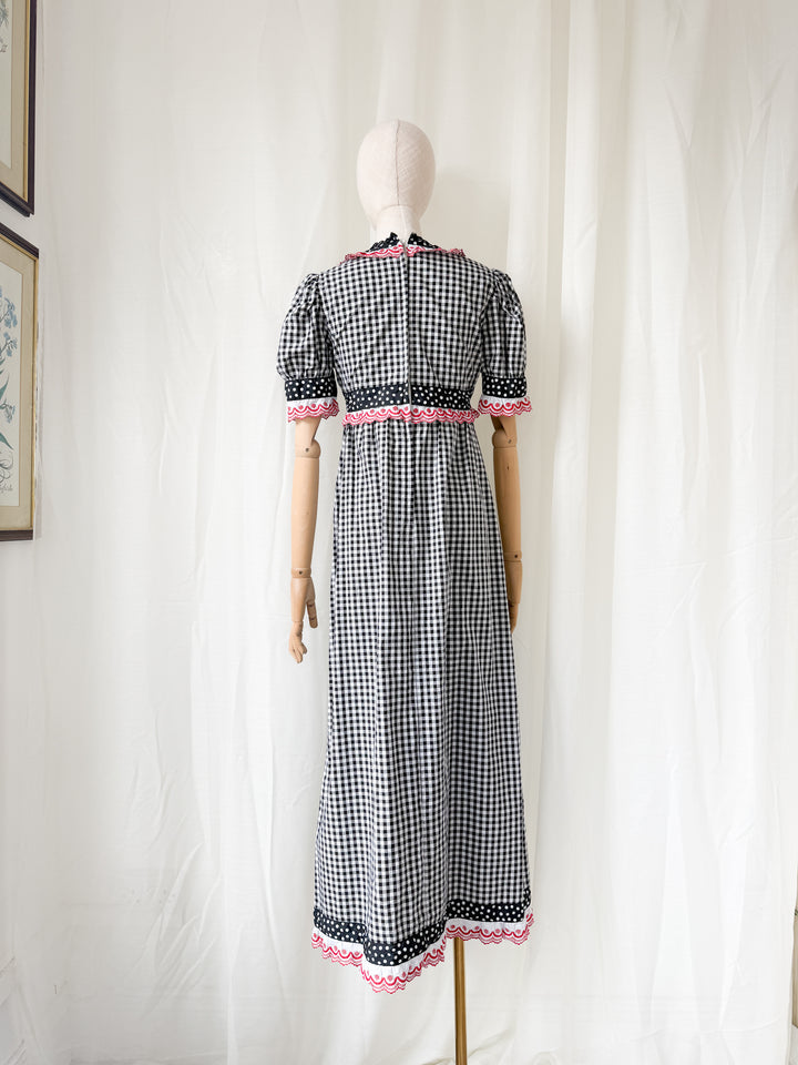 Precious Rare 1970s Jean Varon Cotton Gingham Maxi Dress