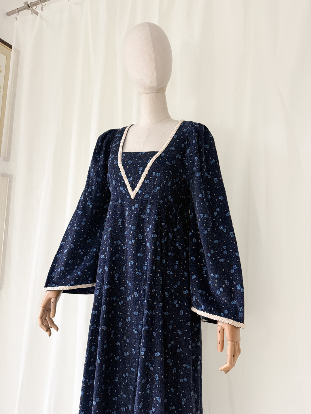 Beautiful Rare One of a Kind 70s Needlecord Medieval Maxi Dress