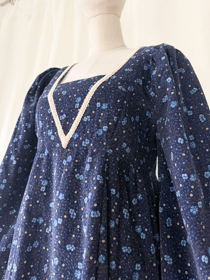 Beautiful Rare One of a Kind 70s Needlecord Medieval Maxi Dress