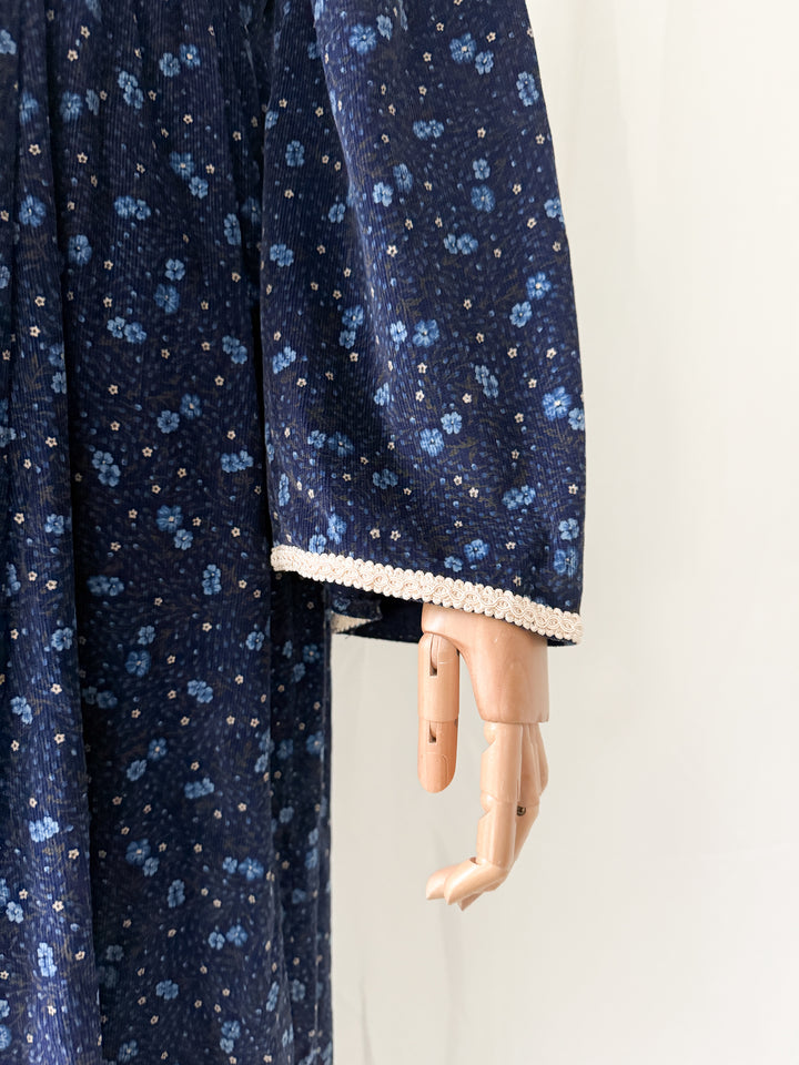 Beautiful Rare One of a Kind 70s Needlecord Medieval Maxi Dress