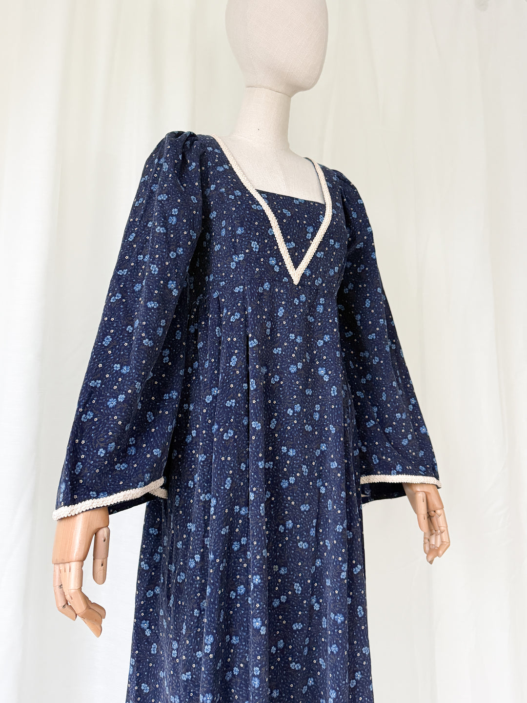 Beautiful Rare One of a Kind 70s Needlecord Medieval Maxi Dress