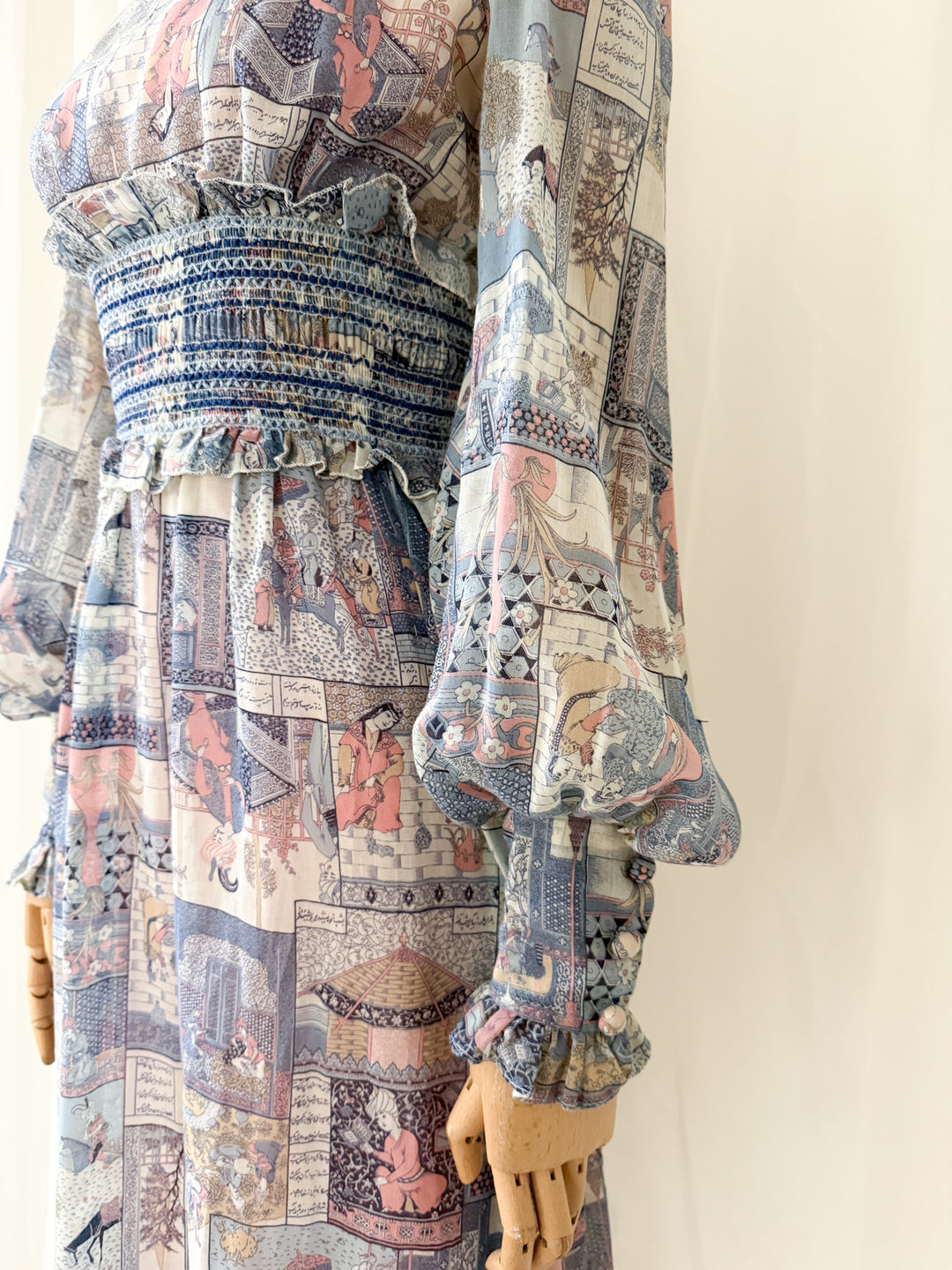 Incredible Rare 70s John Charles Japanese Print Cotton Midi Dress