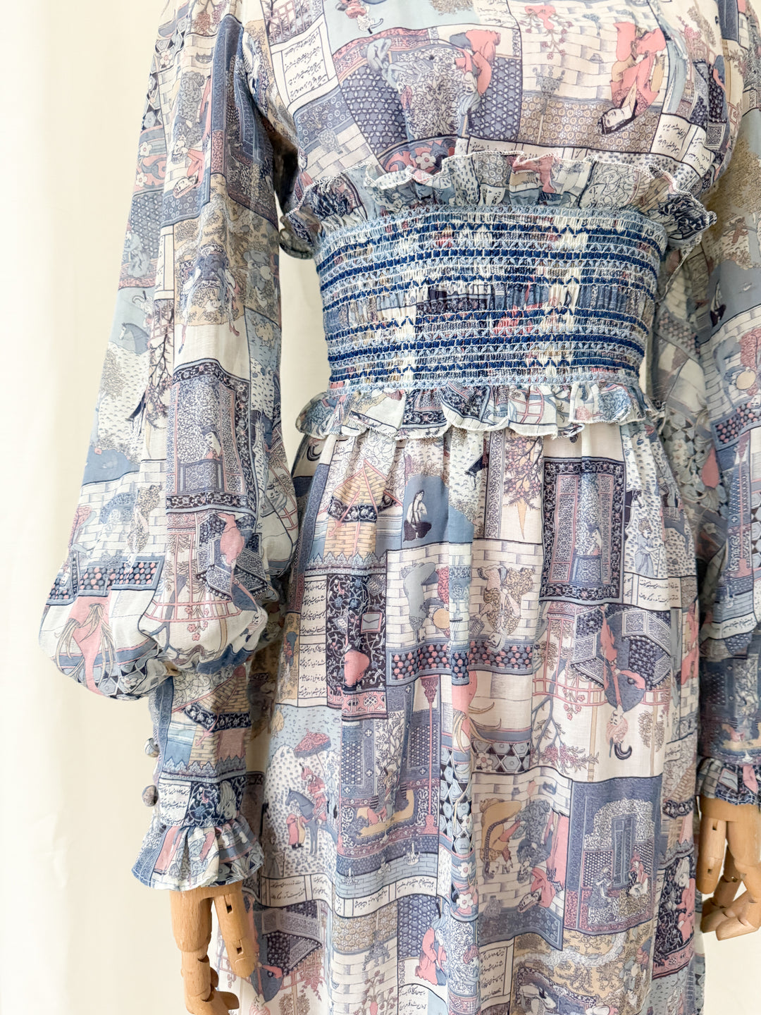 Incredible Rare 70s John Charles Japanese Print Cotton Midi Dress