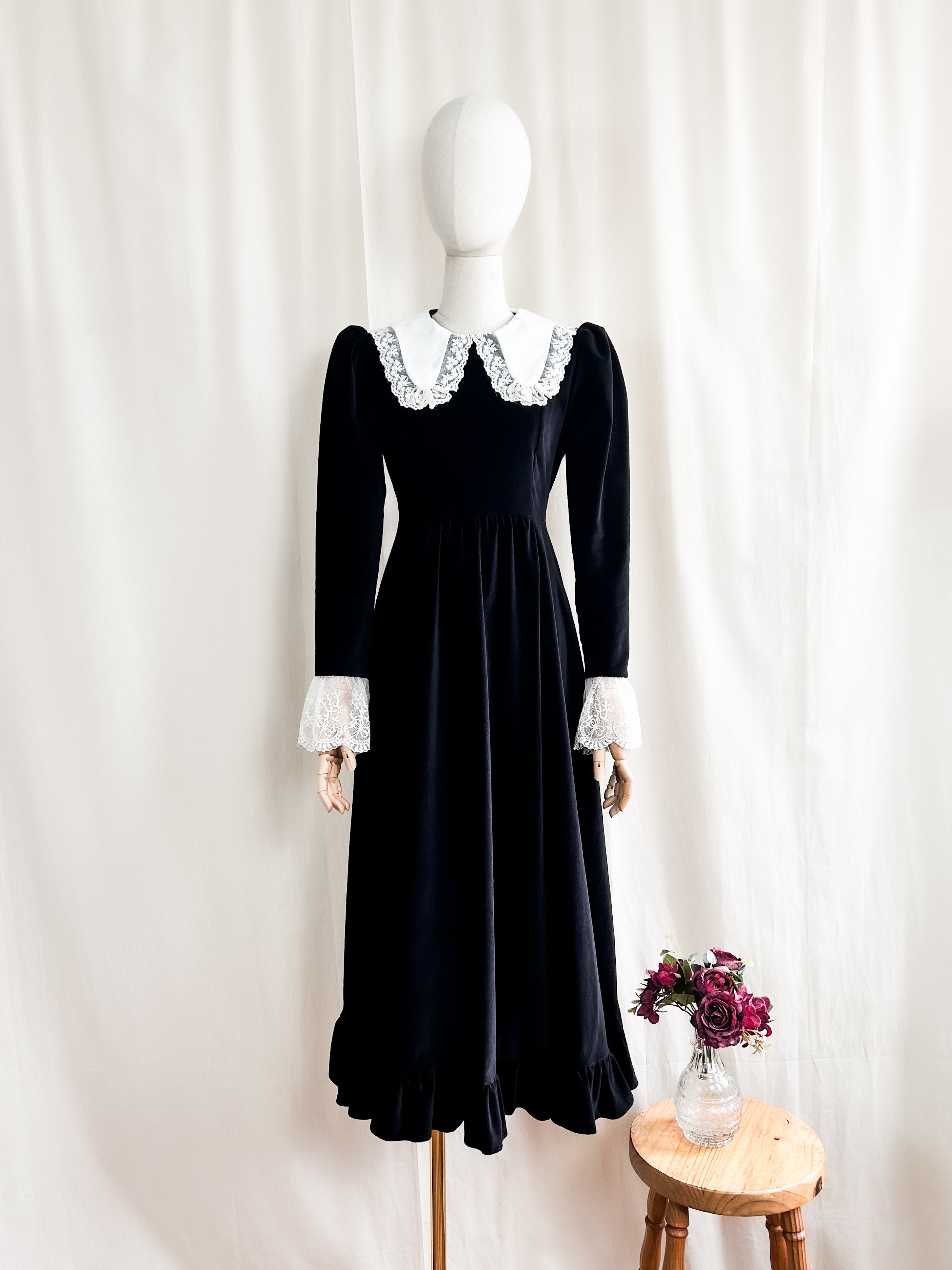ワンピース bonjour diary Black velvet dress 4y NWT BONJOUR DIARY velvet collar sun dress tunic provencal