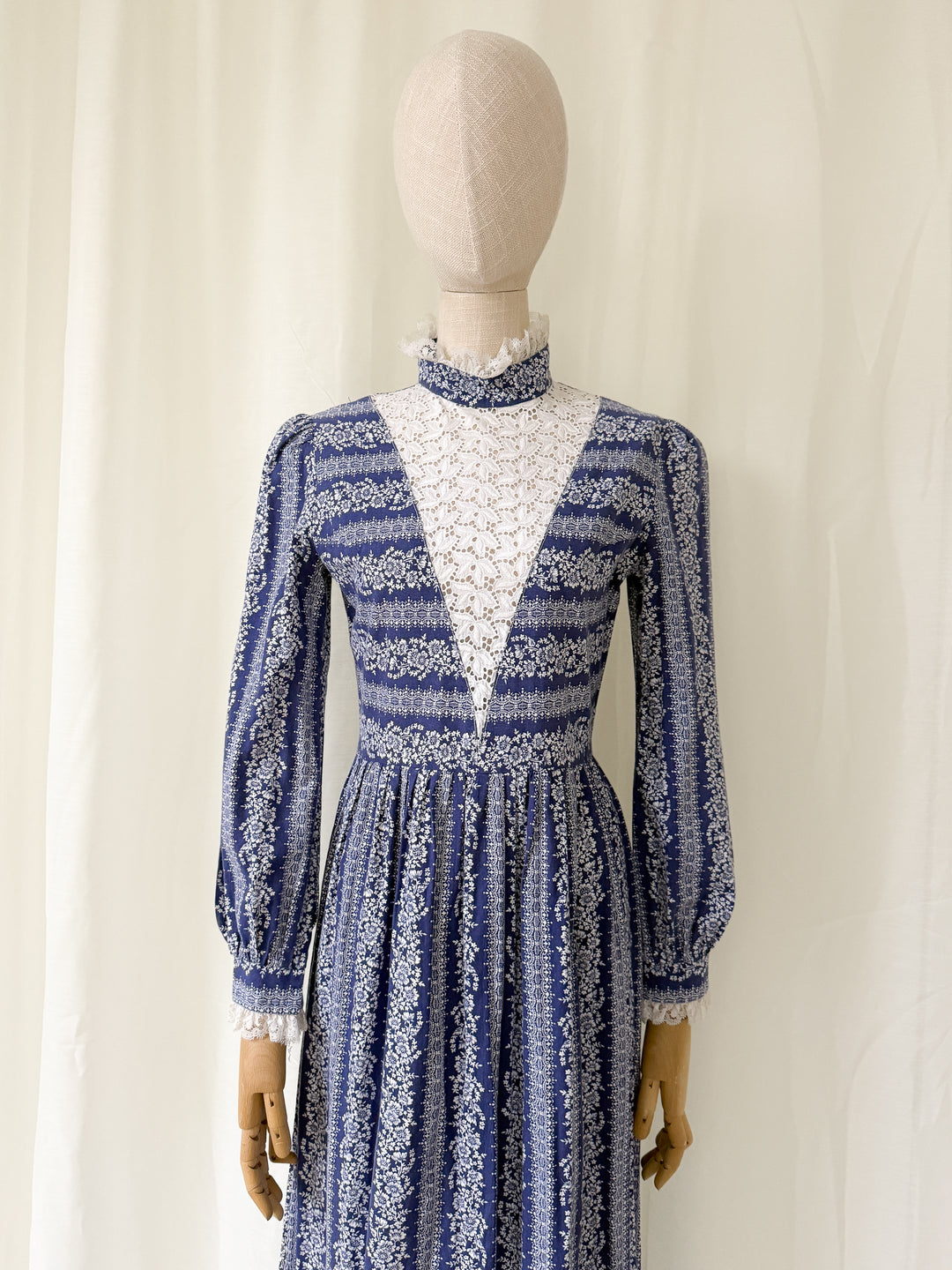 Beautiful 1970s Dollyrockers Cotton Midaxi Dress
