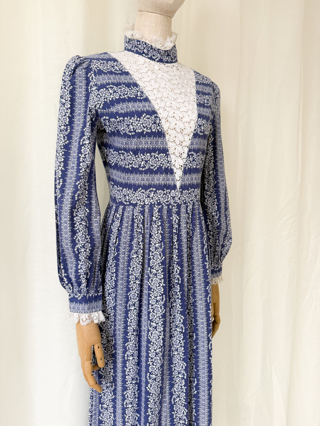 Beautiful 1970s Dollyrockers Cotton Midaxi Dress