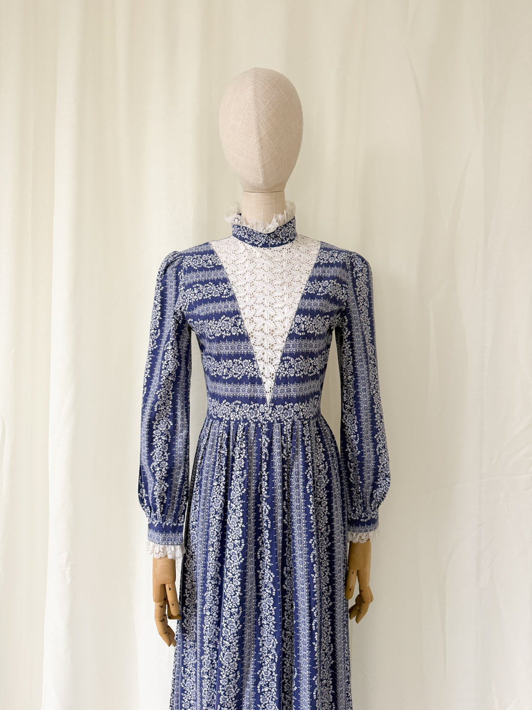 Beautiful 1970s Dollyrockers Cotton Midaxi Dress